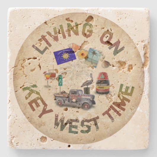 Leef op Key West Time Stenen Onderzetter (Voorkant)
