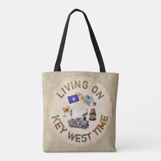 Leef op Key West Time Tote Bag (Achterkant)