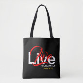 Leef overvloedig Johannes 10:10 Monogram Schrift Tote Bag (Voorkant)