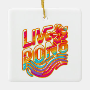 Leef pono kleurrijke Hawaï hibiscus bloem Aloha Keramisch Ornament