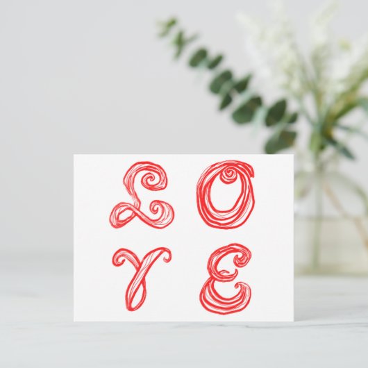 LEEF rode letters van tekstweefsel Briefkaart (Staand voorkant)