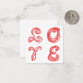 LEEF rode letters van tekstweefsel Notitiekaartje (Voorkant / Achterkant in situ)