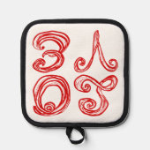 LEEF rode letters van tekstweefsel Pannenlap (Voorkant)