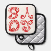 LEEF rode letters van tekstweefsel Pannenlap (Voorkant / Achterkant)