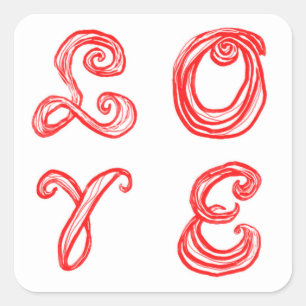 LEEF rode letters van tekstweefsel Vierkante Sticker