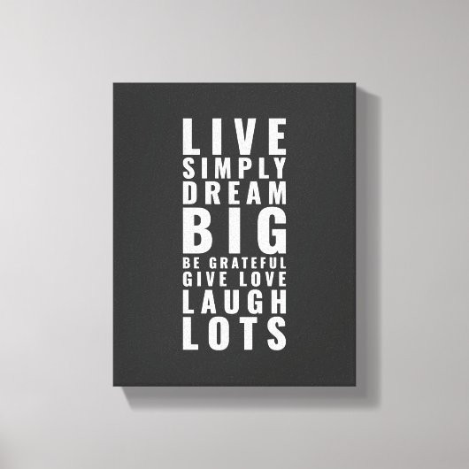 Leef simpel, droom groot | Inspirerende quote Canvas Afdruk (Voorkant)