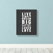 Leef simpel, droom groot | Inspirerende quote Canvas Afdruk (Insitu (Houten vloer))