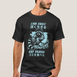 Leef Snel Eet Afval Vintage Wasbeer T-shirt