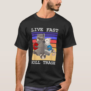 Leef Snel Rol Afval Wasbeer DND Vintage Citaat T-shirt