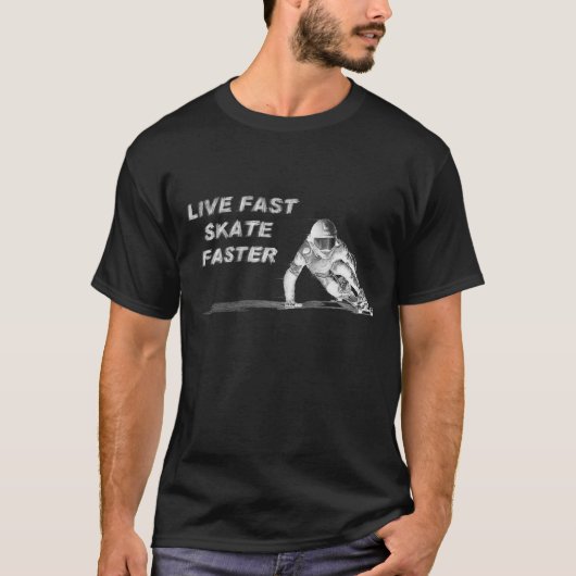 Leef snel schaats sneller donker t-shirt (Voorkant)