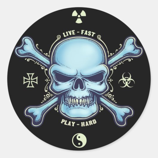 Leef snel, speel hard ronde sticker (Voorkant)