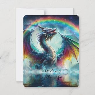 Leef sterk en mooi Dragon Rainbow Feestdagenkaart