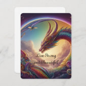 Leef sterk en mooi Dragon Rainbow Feestdagenkaart (Voorkant / Achterkant)