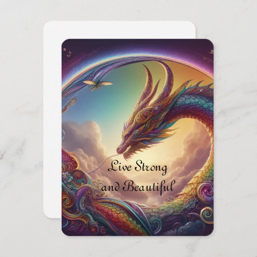 Leef sterk en mooi Dragon Rainbow Feestdagenkaart (Voorkant / Achterkant)