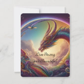 Leef sterk en mooi Dragon Rainbow Feestdagenkaart (Voorkant)