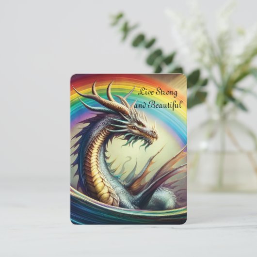 Leef sterk en mooi Dragon Rainbow Feestdagenkaart (Staand voorkant)