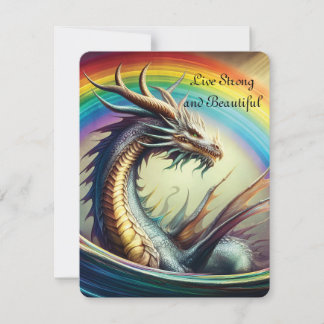 Leef sterk en mooi Dragon Rainbow Feestdagenkaart