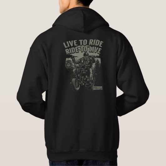 Leef tot Ride, Ride tot Live Motorcycle Hoodie (Achterkant)