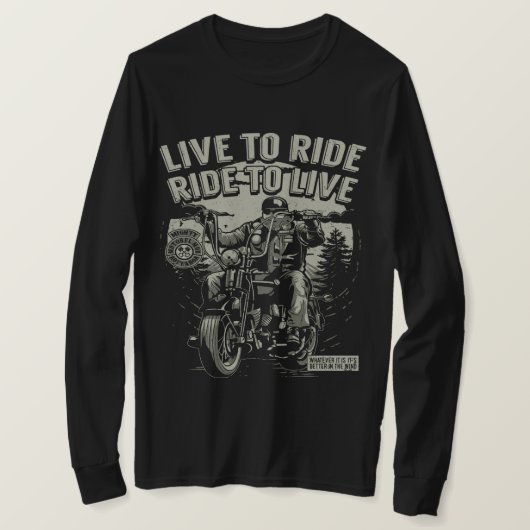 Leef tot Ride, Ride tot Live Motorcycle T-shirt (Design voorkant)