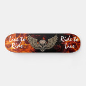 Leef tot Ride Skull en Wings met Flames Persoonlijk Skateboard (Horizontaal)