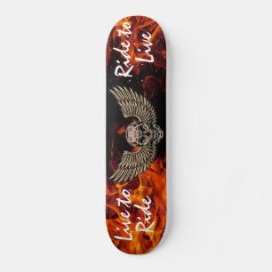 Leef tot Ride Skull en Wings met Flames Persoonlijk Skateboard