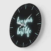 Leef uw beste levensechte Neon Aqua Grote Klok (Hoek)