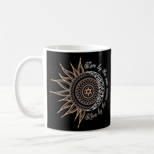 Leef van de zonliefde van de maan Cute Boho Hippie Koffiemok (Links)