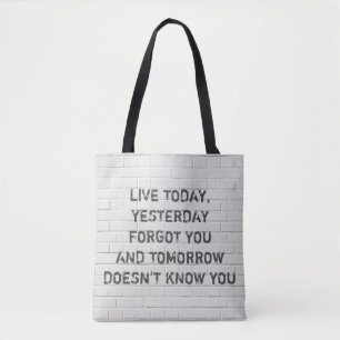 Leef vandaag nog, motivatie prijsopgave tote bag