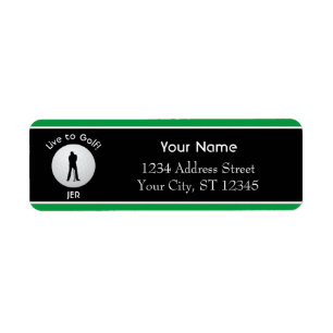 Leef voor Golf Mannen Silhouet Monogram Adres Etiket