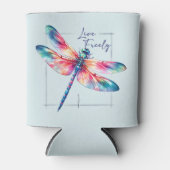 Leef vrij - artistieke libel blikjeskoeler (Voorkant)