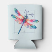 Leef vrij - artistieke libel blikjeskoeler (Achterkant)