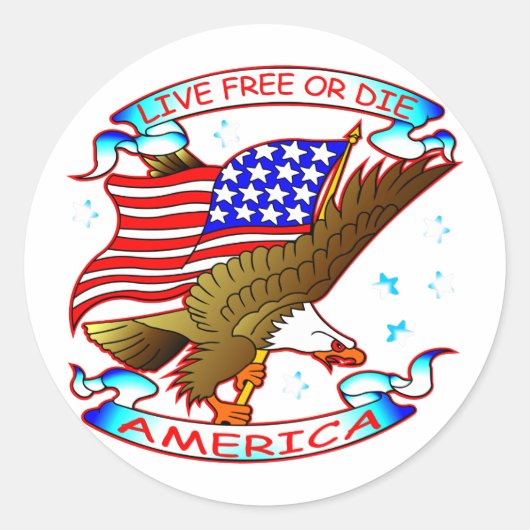 Leef vrij of sterf, Amerika Ronde Sticker (Voorkant)