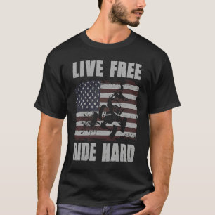 Leef Vrij Ride Hard 4 Wheeler ATV Quad Racen Amer T-shirt