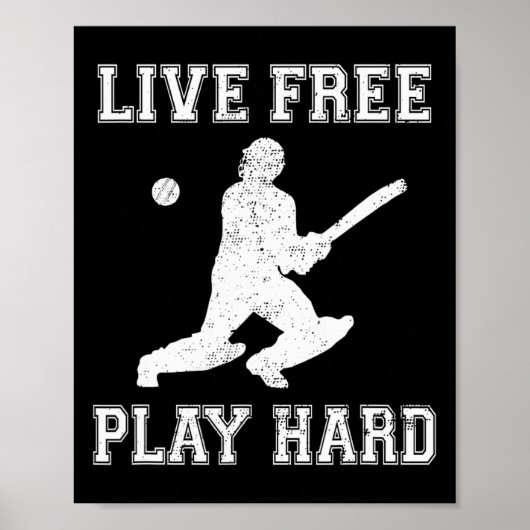 Leef Vrij Speel Hard Grappige Cricketliefhebber Sp Poster (Voorkant)