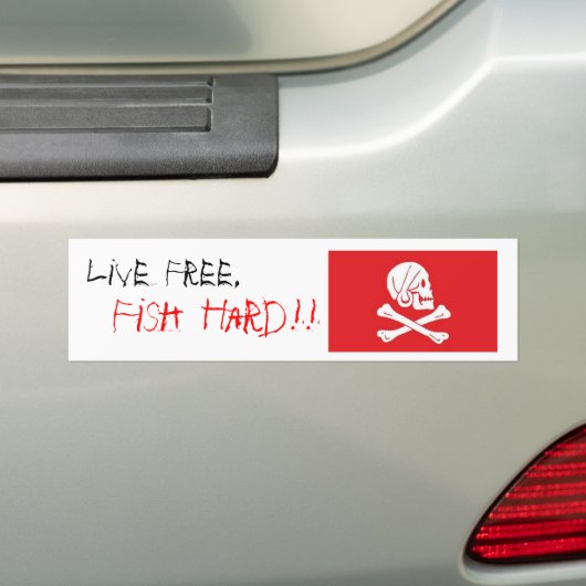 "Leef vrij, Vis hard!!" - Gepersonaliseerd Bumpersticker (Op auto)