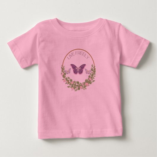 Leef Vrij Vlinder Bloem T-shirt (Voorkant)