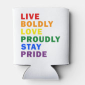 Leef vrijmoedig Liefde Trots Blijf trots Drink Koe Blikjeskoeler (Achterkant)