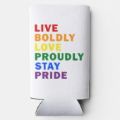 Leef vrijmoedig Liefde Trots Blijf trots Drink Koe Seltzer Blikjeskoeler (Achterkant)