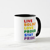 Leef vrijmoedig Liefde Trots Blijf Trots Mok (Voorkant rechts)