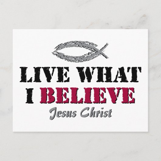 Leef wat ik geloof - Jezus Christus Briefkaart (Voorkant)
