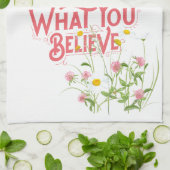 Leef wat u gelooft citaat Paarse Dainty Floral Theedoek (Gevouwen)