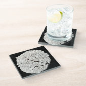 Leefblad van Aspen 1 Glazen Onderzetter (Schuin)