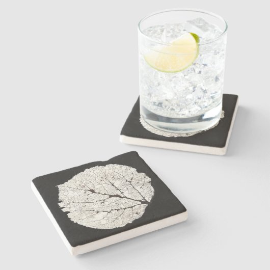 Leefblad van Aspen 1 Stenen Onderzetter (Zijkant)