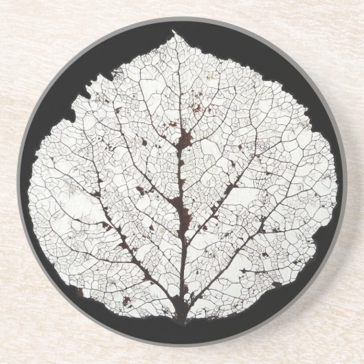 Leefblad van Aspen 1 Zandsteen Onderzetter (Voorkant)