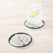 Leefblad van Aspen 1 Zandsteen Onderzetter (Zijkant)