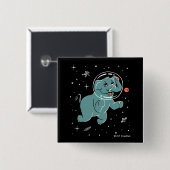 Leefdieren in de ruimte vierkante button 5,1 cm (Voorkant /achterkant)