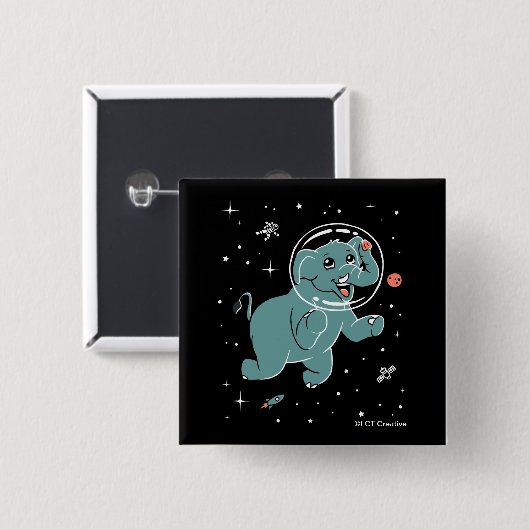 Leefdieren in de ruimte vierkante button 5,1 cm (Voorkant /achterkant)