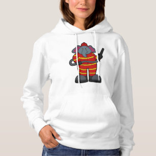Leefmiddel als brandweerman met slang hoodie
