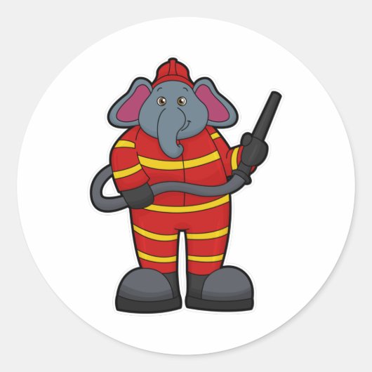 Leefmiddel als brandweerman met slang ronde sticker (Voorkant)