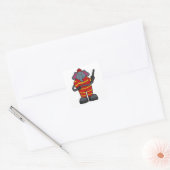 Leefmiddel als brandweerman met slang vierkante sticker (Envelop)